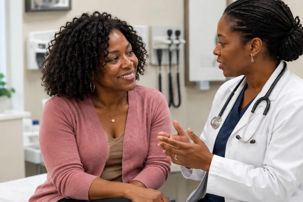 A woman talking with her doctor during an appointment